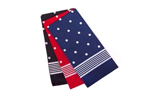 Šátek hlavový - vzor puntík, barevné provedení: černá, červená, modrá; rozměr 70x70 cm ( kód B01 )
