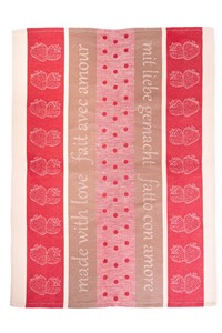 Jacquard kitchen towel made of 50% linen and 50% cotton. U01 - Strawberry.