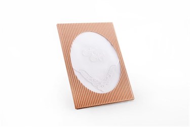 Luxury ladies full white handkerchief embroidered with monogram; adjusted in a paper´s letter; made for wedding´s occasion