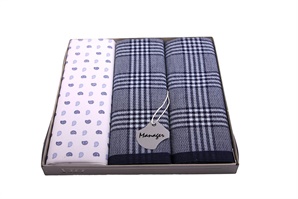 Gift set men´s luxury handkerchiefs - one hand printed in color with the two multicolored woven - 3 pcs. ( code M39 )