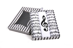 Gift box ladies´ handkerchiefs with hand printed musical motives in an exclusive box with hanger - 3 pcs. ( code L59 )