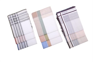 A set of light multicolored woven ( or full white ) men´s handkerchiefs in a polybag - 6 pcs. ( code M11 )