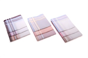 A set of multicolored woven (or full white) ladies´ handkerchiefs in polybag - 6 pcs. ( code L13 )