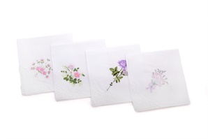 Ladies handkerchief embroidered with lace in polybag - 1 pc. ( code L28 )