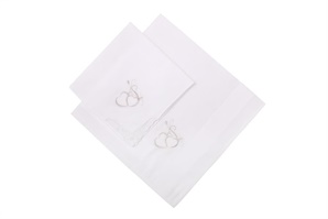 Luxury full-white ladies´ handkerchief embroidered with the wedding theme, packed in polybag - 1 pc. ( code L23 )