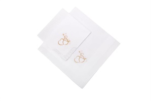 Luxury full-white men´s handkerchief embroidered with the wedding theme, packed in polybag - 1 pc. ( code M47 )