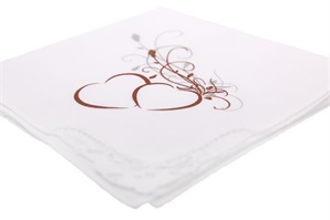 Luxusní celobílý pánský kapesník s ručně tištěnými svatebními motivy, baleno v sáčku - 1 ks. ( kód M46 )