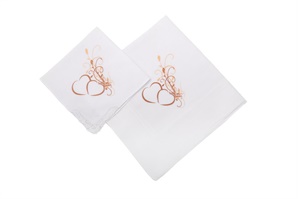 Luxusní celobílý dámský kapesník s ručně tištěnými svatebními motivy, baleno v sáčku - 1 ks. ( kód L22 )