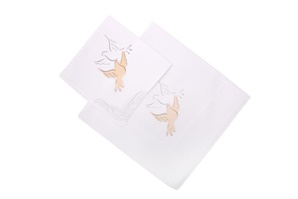 Luxury full-white men´s handkerchief hand printed with the wedding theme, packed in polybag - 1 pc. ( code M46 )