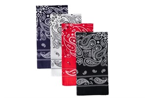 Šátek dětský - vzor kašmír, barevné provedení: černá, červená, modrá, bílá; rozměr 55x55 cm ( kód B02 )