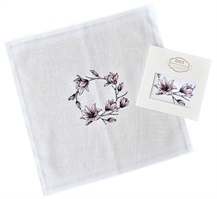 Gift hand-printed ladie´s handkerchief with motive magnolia - 1pc. ( code L35 )
