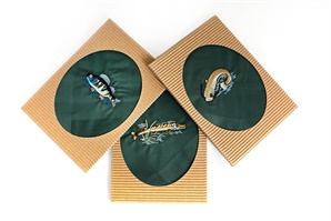 Gift box with one embroidered handkerchief - fishing motive (catfish, pike, perch) - 1 pc. ( code M48 ) 
